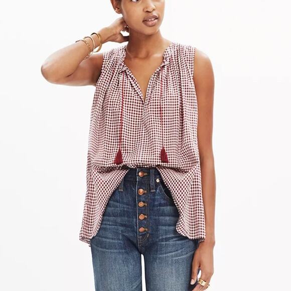 Madewell Bellshift Tank Top in Gingham Check - Picture 1 of 7